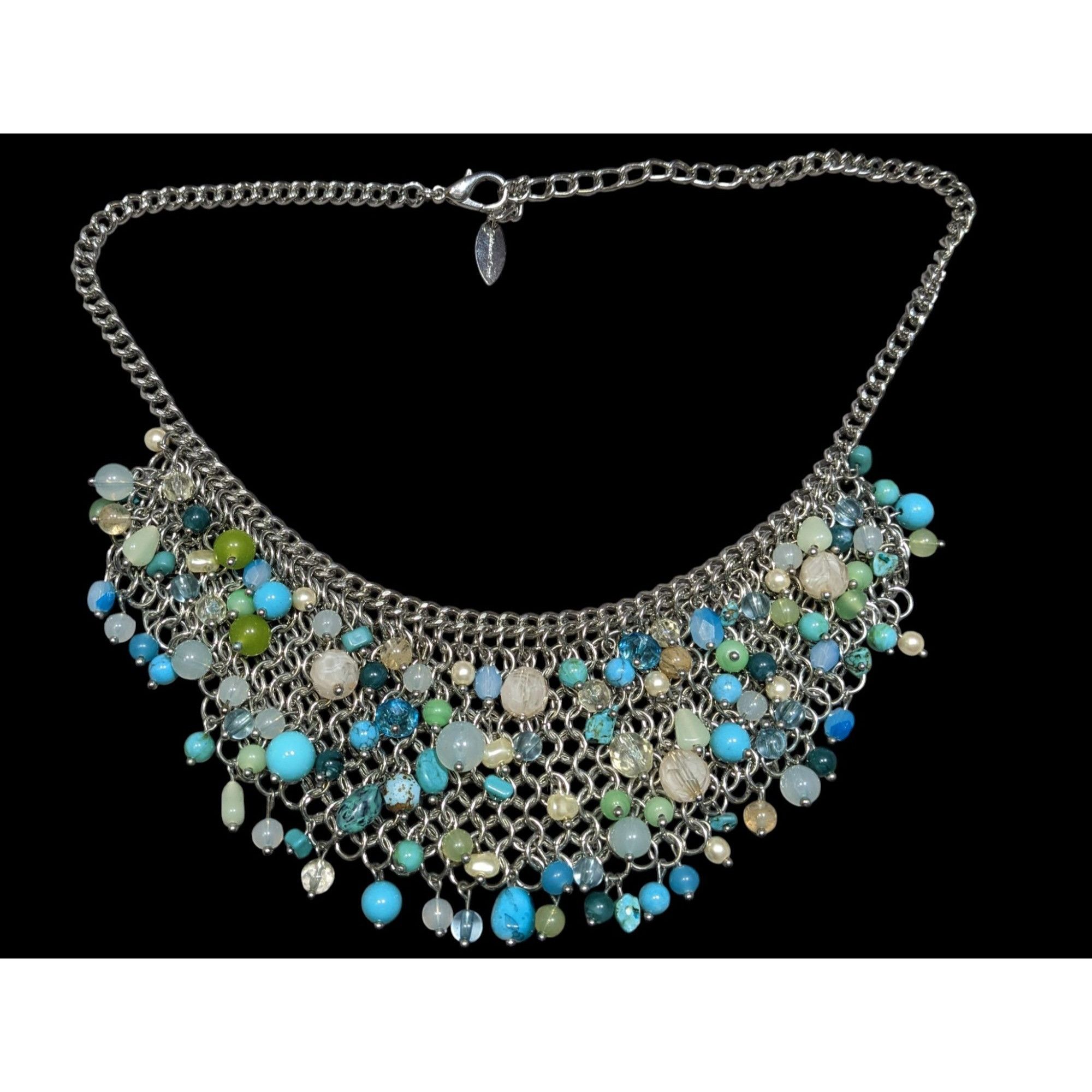Coldwater Creek Coldwater Creek Cool Tone Beaded Multicolor Bib Necklace Size ONE SIZE - 1 Thumbnail