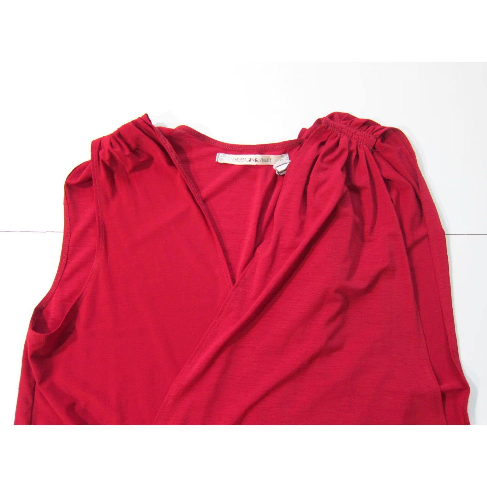 Vintage Chelsea & Violet NWT Blouse Women L Sleeveless Red Stretch Glama Moto Wrap V-Neck Top Size L / US 10 / IT 46 - 4 Thumbnail