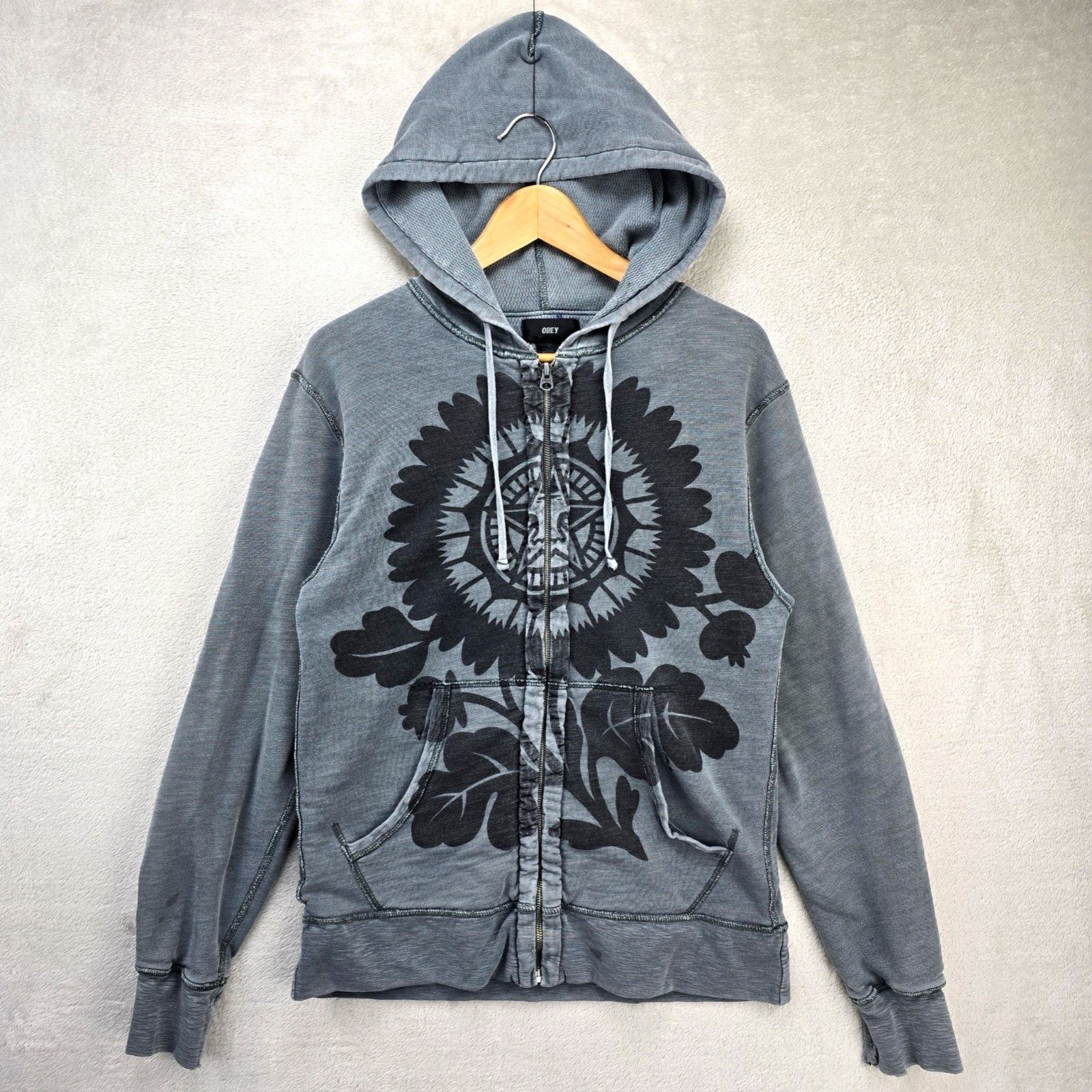 Obey Vtg Obey Full-Zip Hoodie Sweatshirt Medium Flower Skater Y2K Size US M / EU 48-50 / 2 - 1 Thumbnail