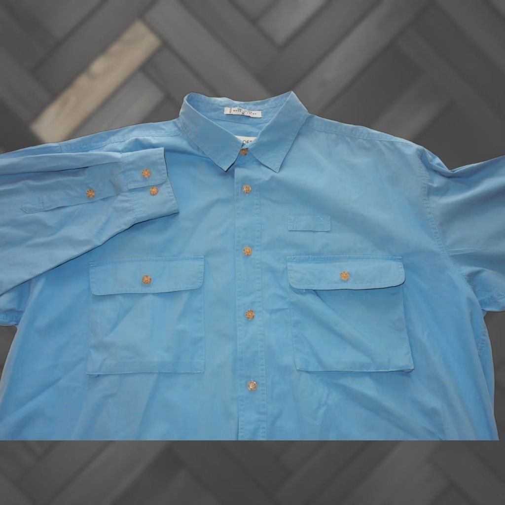 Orvis VINTAGE Orvis Men's Button-Up Shirt XL Buzz Off Insect Shield Blue Long Sleeve Cotton Size US XL / EU 56 / 4 - 1 Thumbnail