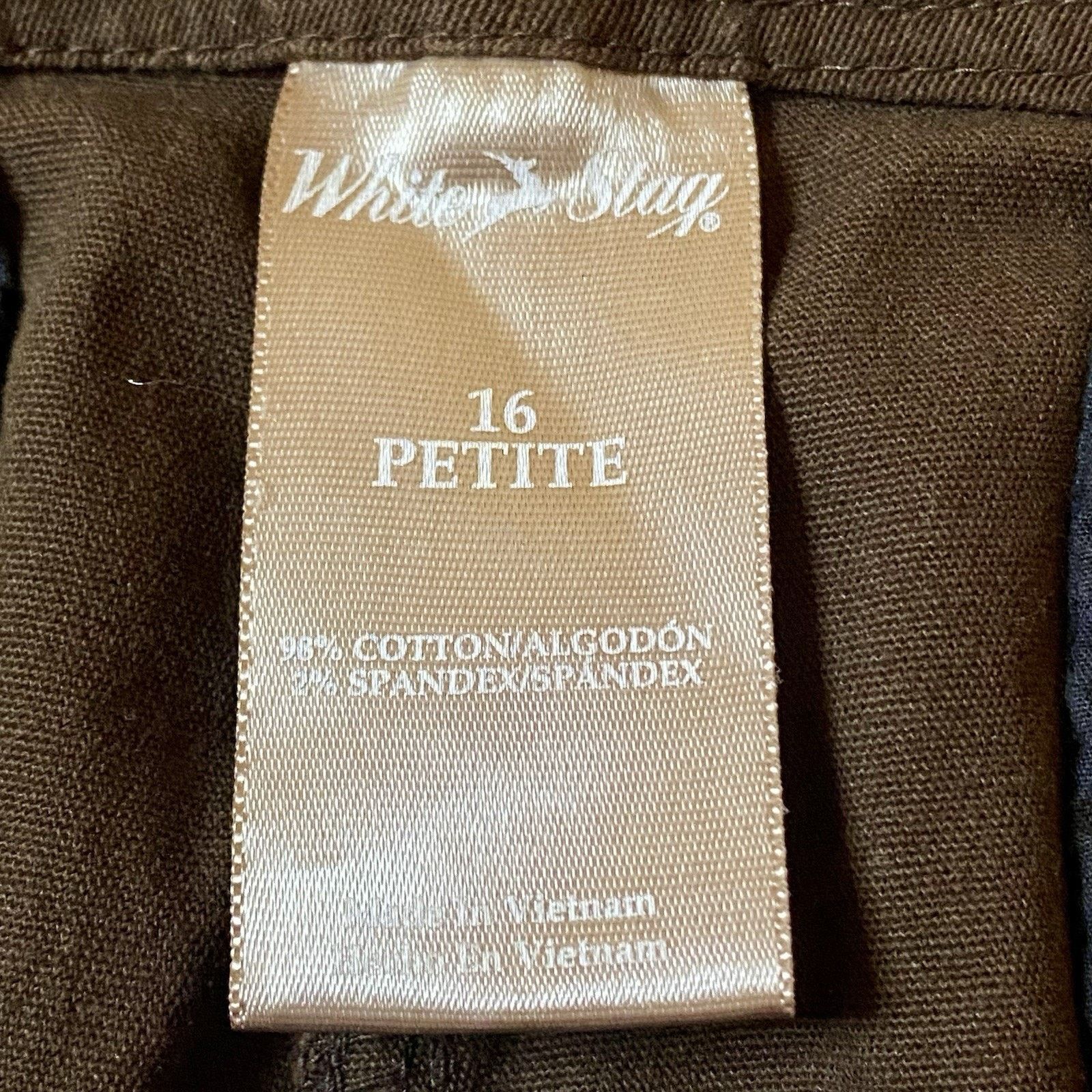 & Other Stories Womans 16 Petite White Stag Brown Straight Leg Pants Stretch Size 36" / US 14 / IT 50 - 4 Thumbnail