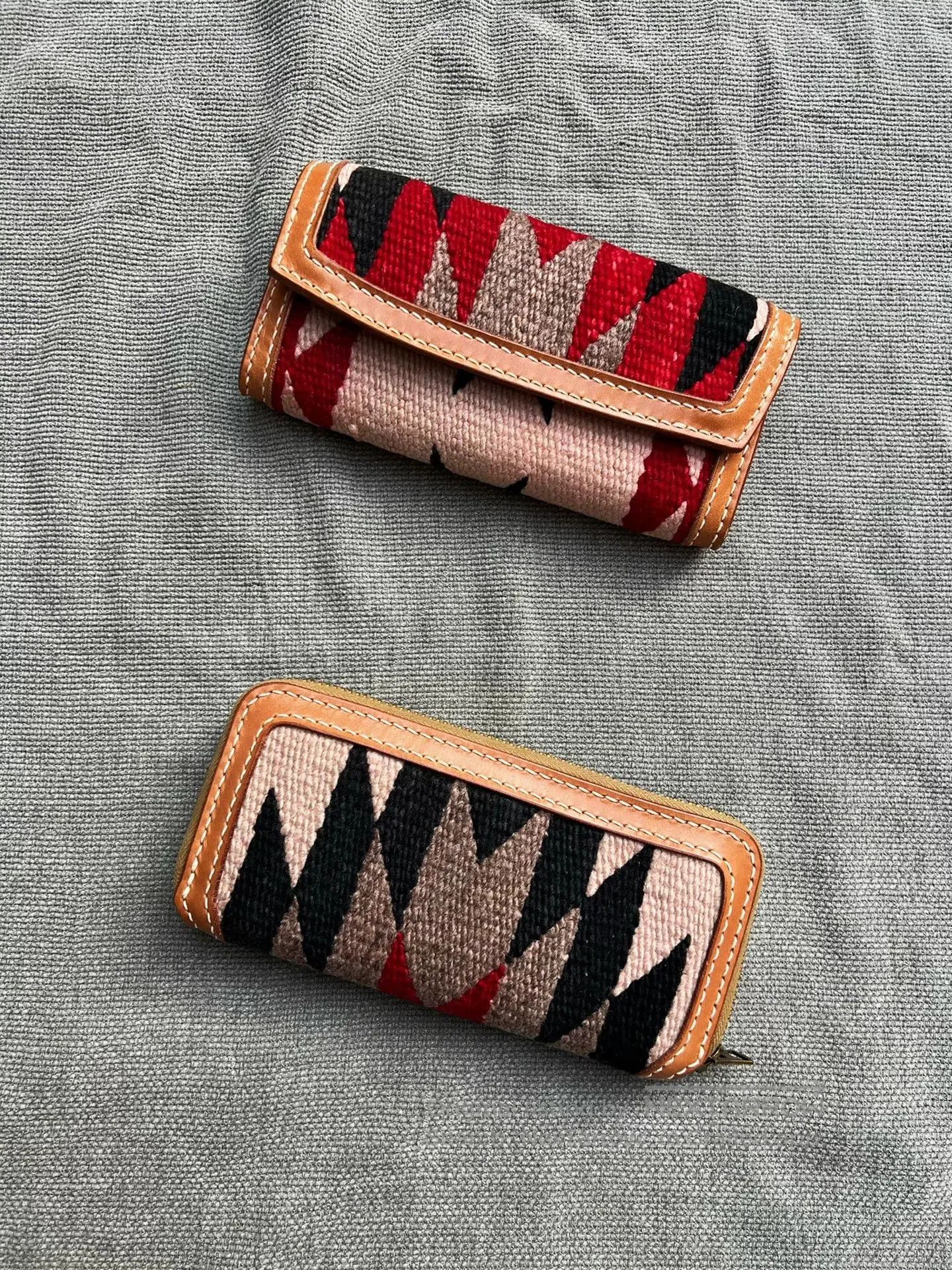 Japanese Brand Long Wallet with Navajo Blanket Patchwork. Size ONE SIZE - 1 Thumbnail