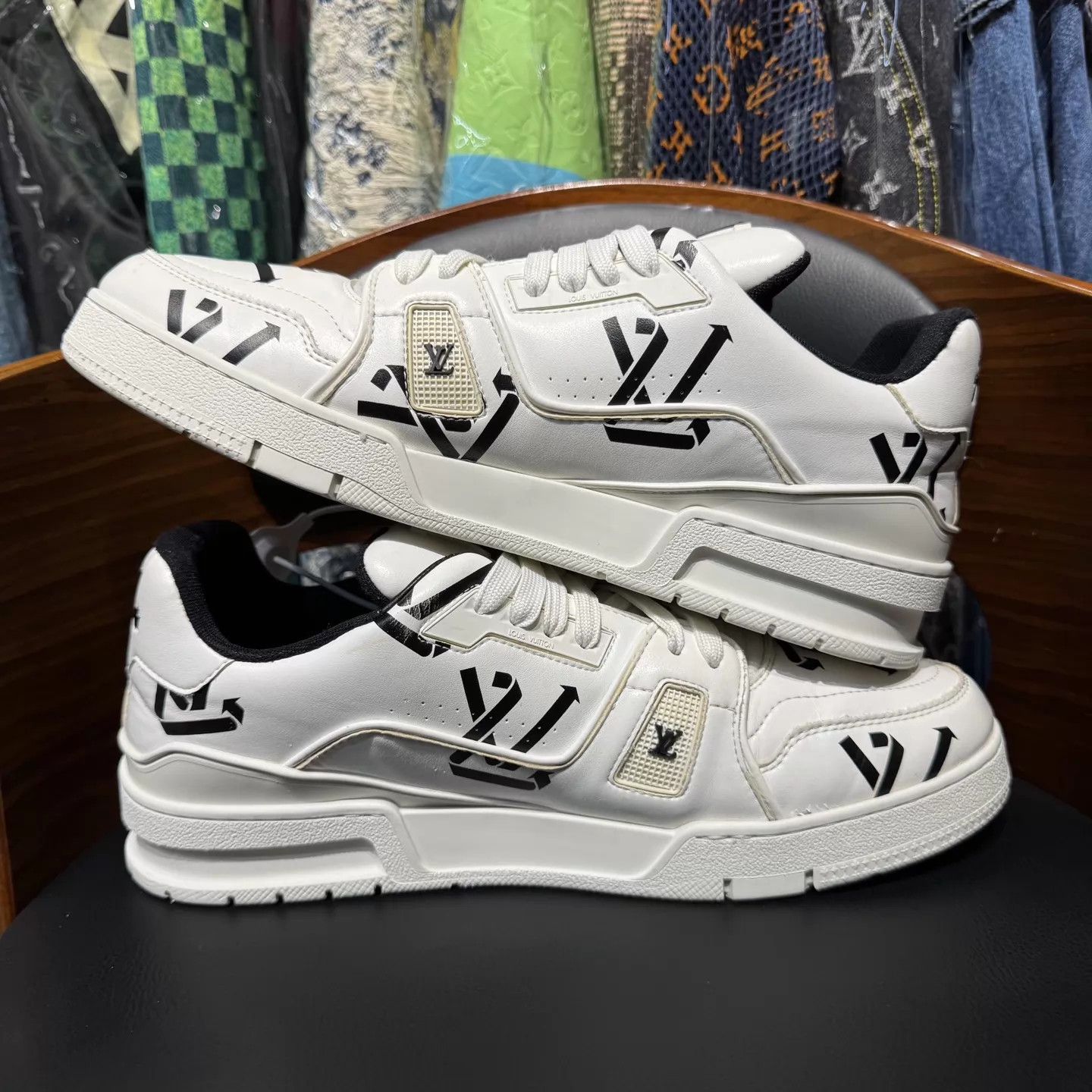Louis Vuitton LV Trainer White Black All Over Print VGC Size US 10 / EU 43 - 7 Thumbnail