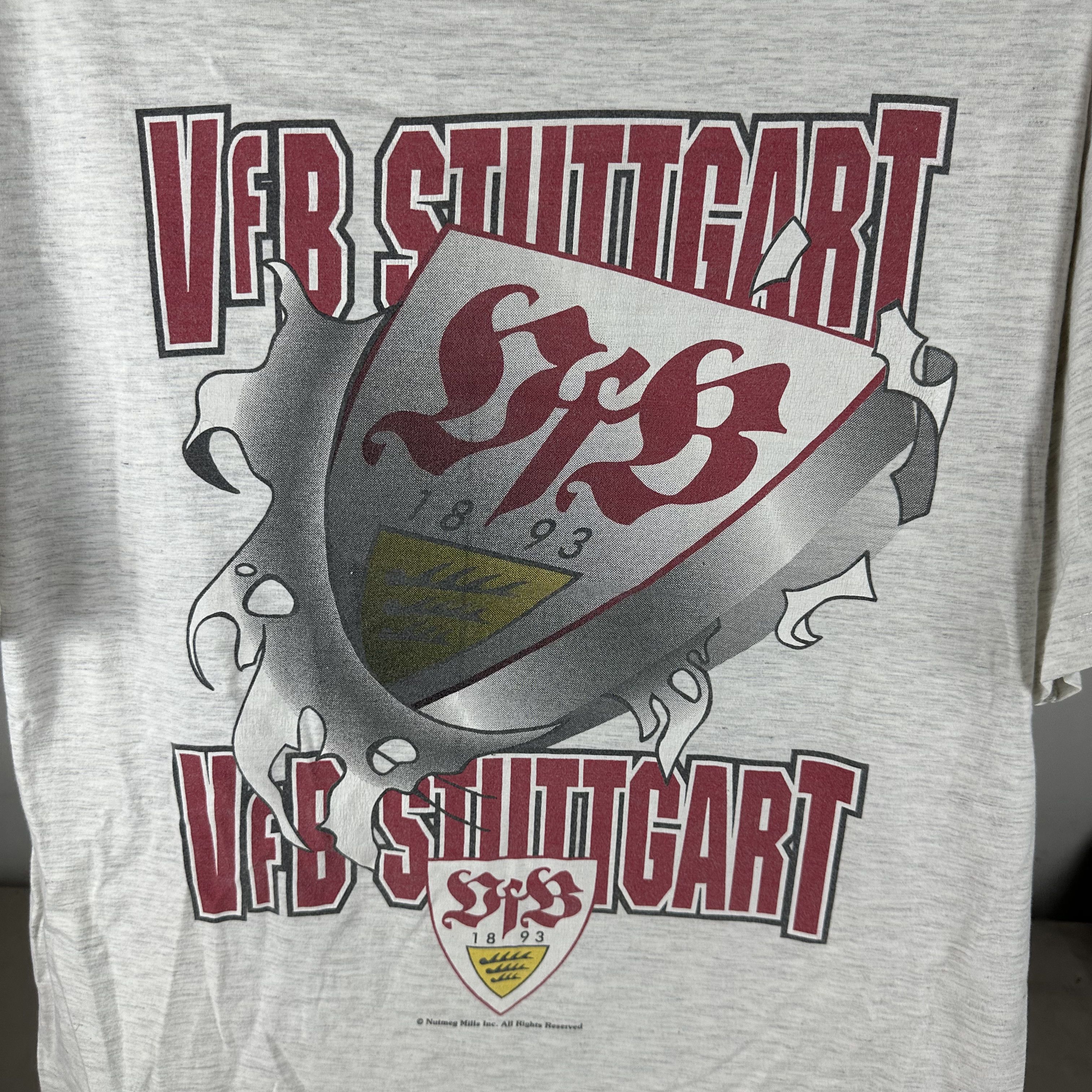 Vintage 90s VfB Stuttgart German Football Club Soccer Nutmeg T-shirt Size US L / EU 52-54 / 3 - 2 Thumbnail