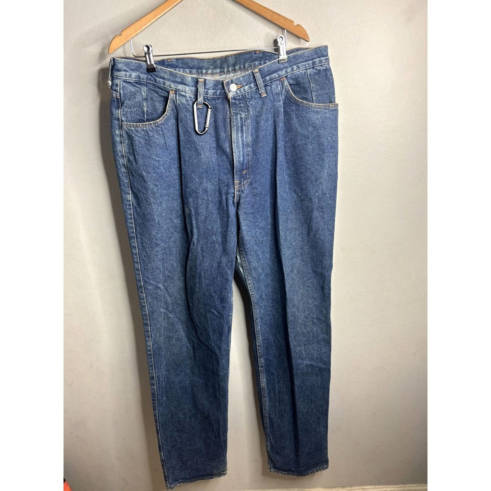 Harley Davidson VINTAGE Harley-Davidson Jeans Mens 40x36 Blue Tapered Eagle Patch USA 90s Mens Jeans Blue 90s Harley-Davidson US flag eagle patch denim jeans Mens Size US 40 / EU 56 - 4 Thumbnail