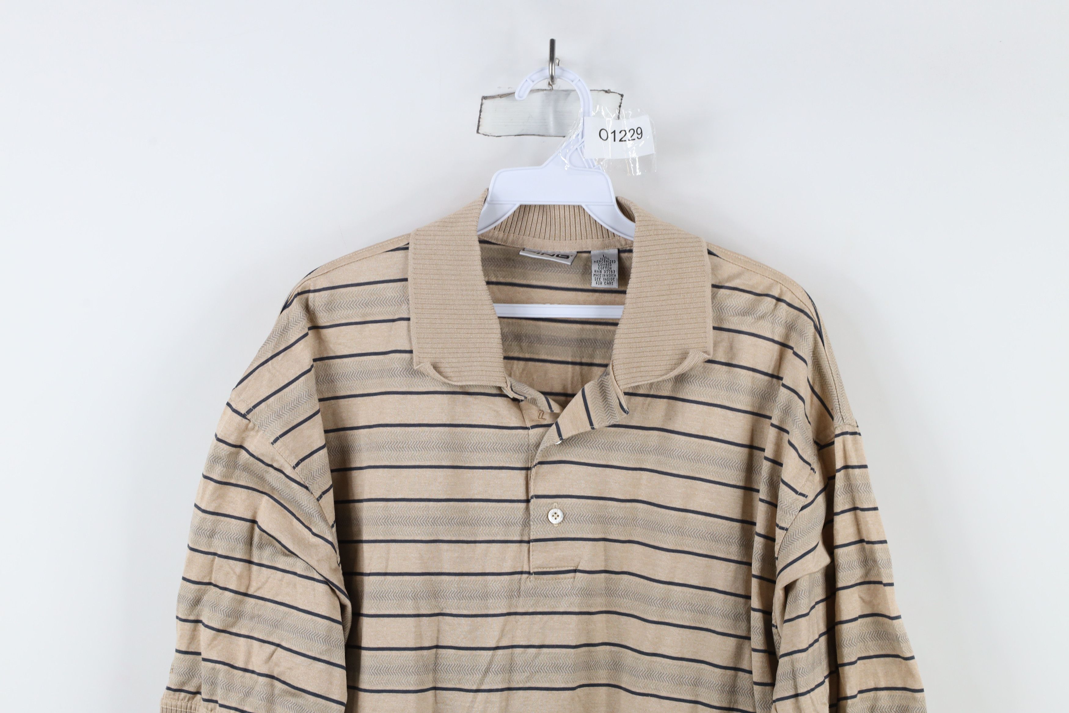 PING × Vintage Vintage 90s Ping Golf Striped Short Sleeve Polo Shirt Beige Size US L / EU 52-54 / 3 - 2 Thumbnail