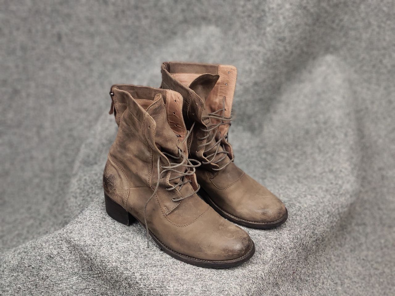 Pantanetti Pantanetti Design Brown Faded Leather Lace Up Ankle Boots Size US 10 / IT 40 - 2 Thumbnail