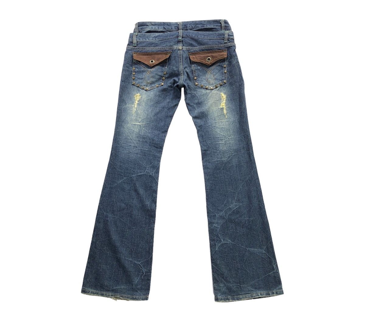 20471120 Double Waist Claw mark Flare Distressed Denim Pant Size US 29 - 3 Thumbnail