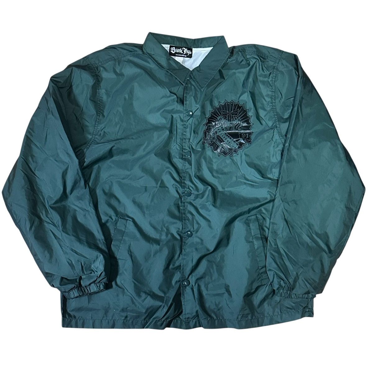 Vintage Rare Black Flys Vintage 90s Windbreaker Dark Green Jacket L Size US L / EU 52-54 / 3 - 1 Thumbnail