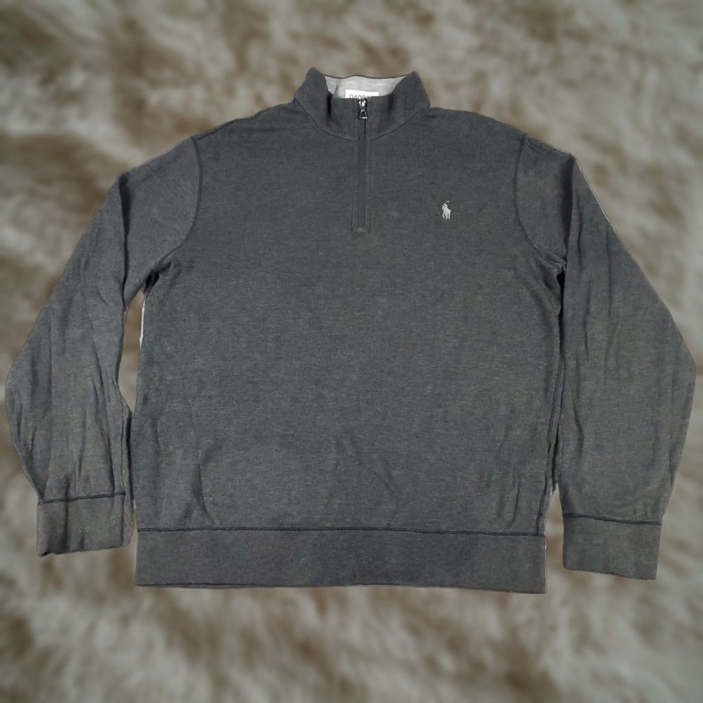 Polo Ralph Lauren Ralph Lauren Pullover Sweater Mens Large Gray 1/4 Zip Up Pony Logo Cotton Size US L / EU 52-54 / 3 - 1 Thumbnail