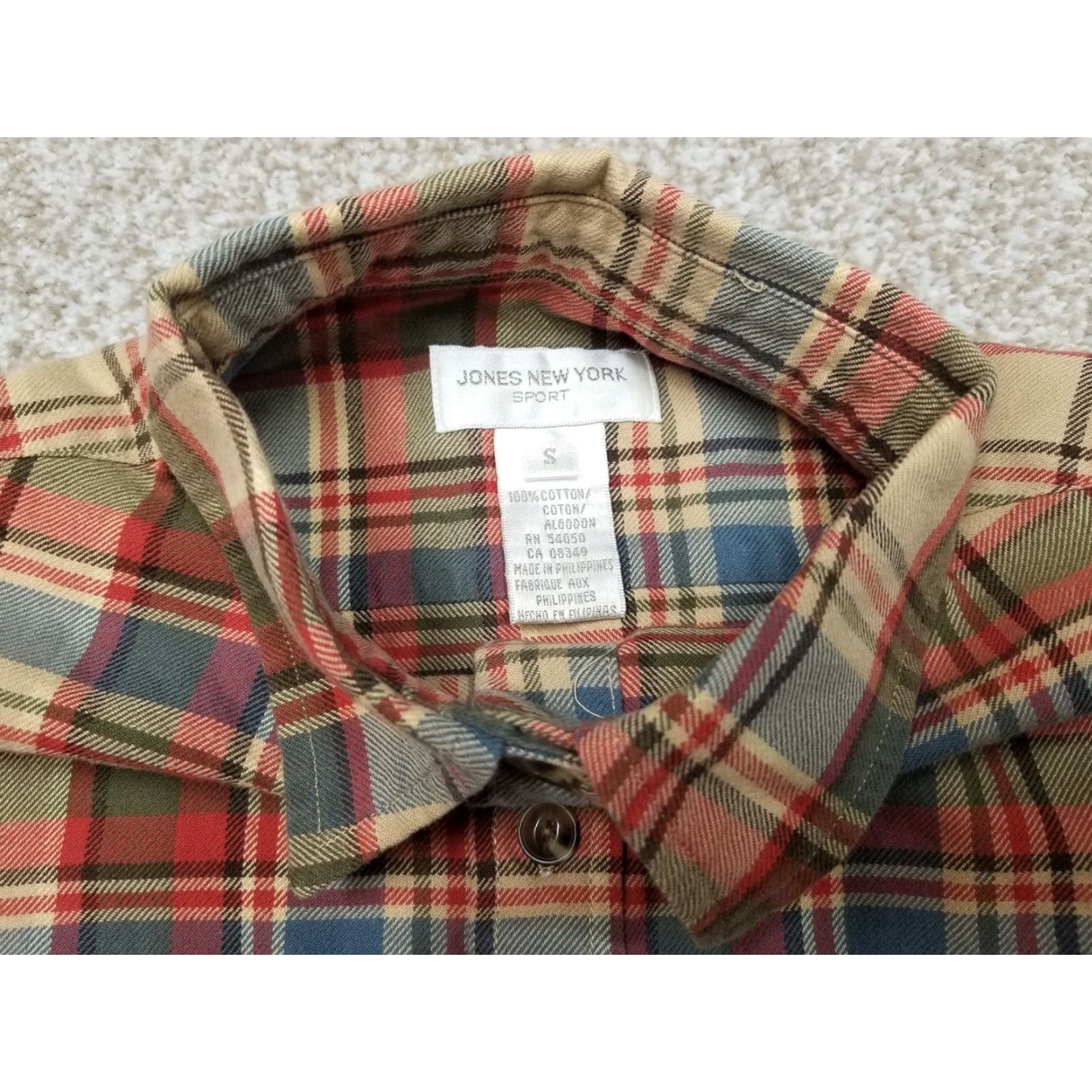 Jones New York Jones New York Top Womens Small Red Blue Plaid Cotton Long Sleeve Flannel Shirt Size XL / US 12-14 / IT 48-50 - 4 Thumbnail