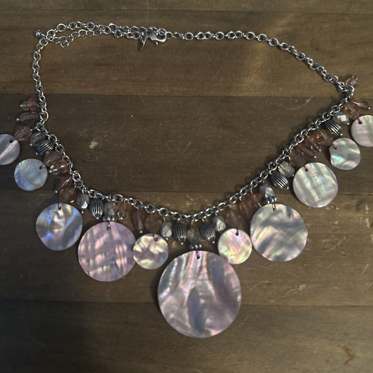 Other Lia Sophia silver tone abalone shell & bead dangle necklace Size ONE SIZE - 7 Thumbnail