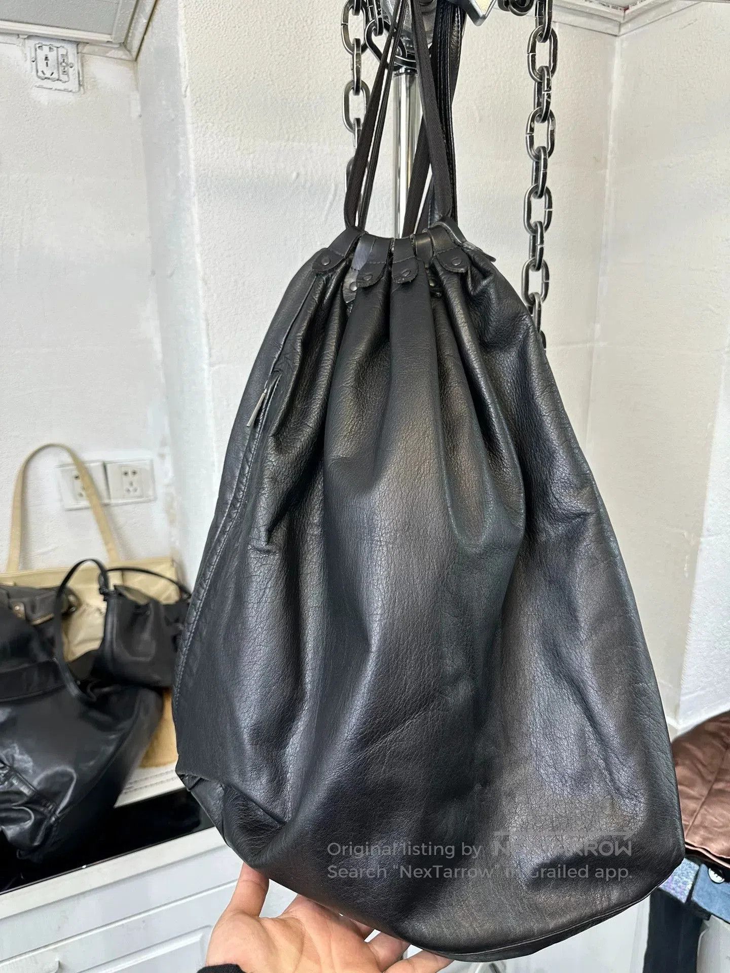 Yohji Yamamoto yohji yamamoto leather drawstring bag. Size ONE SIZE - 6 Thumbnail