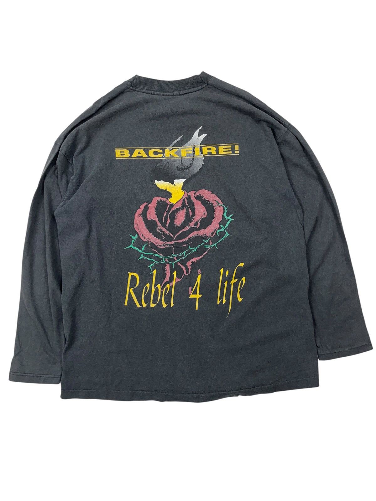 Band Tees Vintage 90s Backfire! Rebel 4 Life Hardcore Long Sleeve Size US XL / EU 56 / 4 - 1 Thumbnail