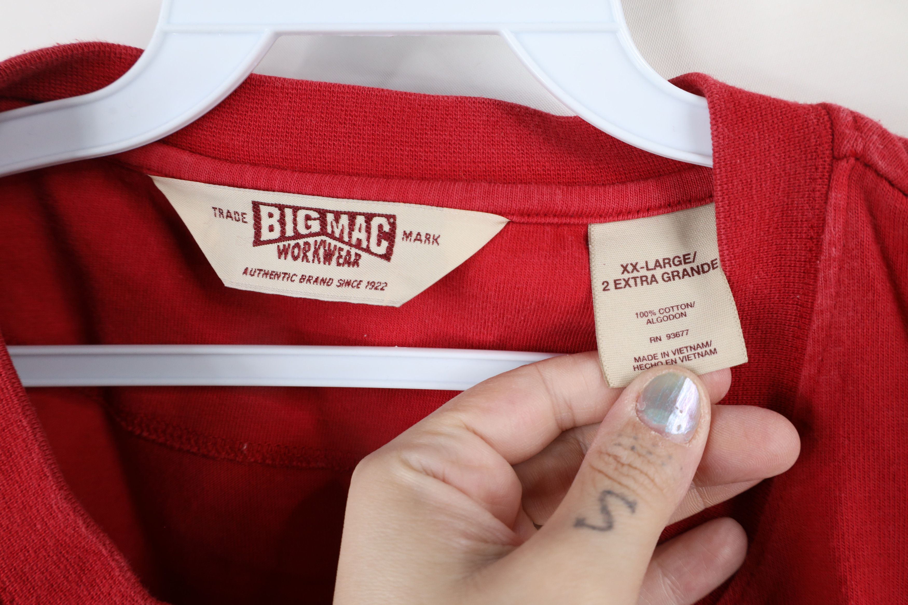 Big Mac × Vintage Vintage 90s Big Mac Workwear Heavyweight Henley T-Shirt Red Size US XXL / EU 58 / 5 - 6 Thumbnail