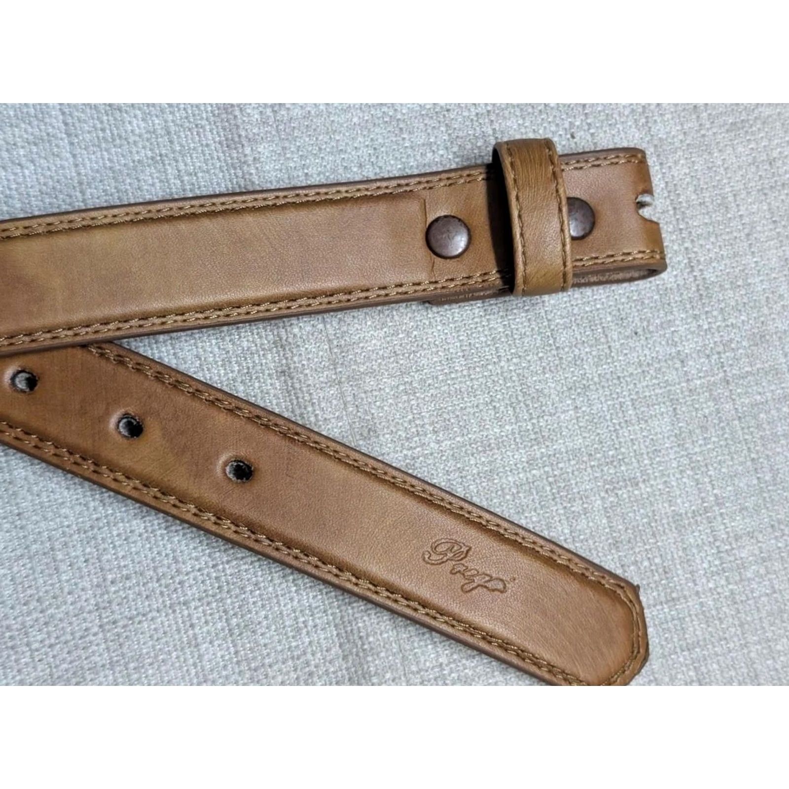 Vintage VINTAGE handcrafted WESTERN belt Men 34 Brown Leather Burnished buckle RODEO 1-1/8" belt width Mens Size 34 - 4 Thumbnail