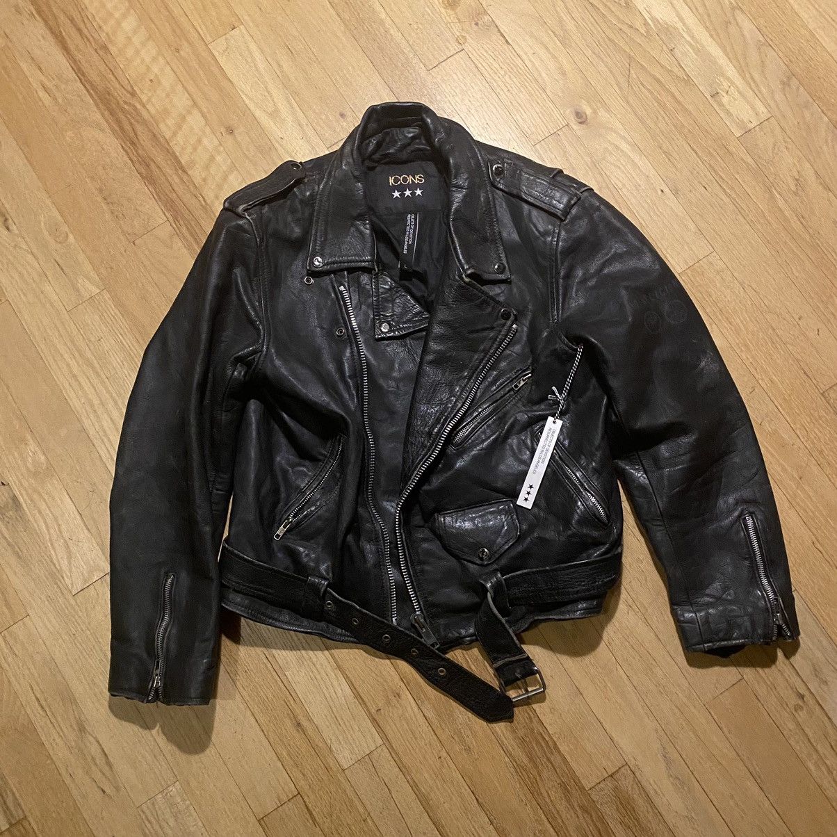 Image of Vintage Super Icons Leather Moto Jacket in Black, Women's (Size Large)