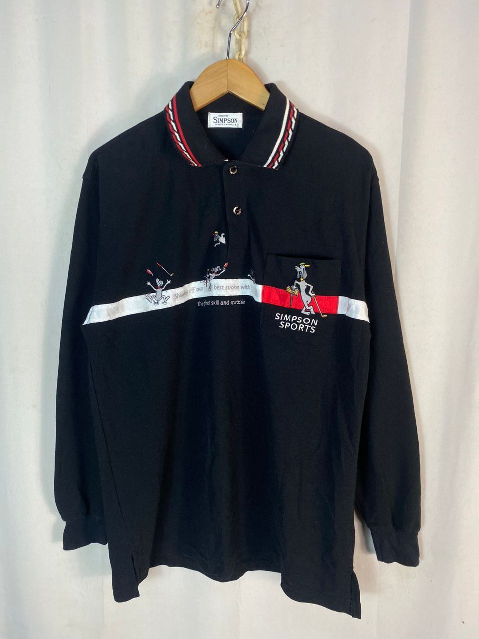 Japanese Brand Simpsons embroidered logo long sleeve polo shirt Size US L / EU 52-54 / 3 - 1 Thumbnail