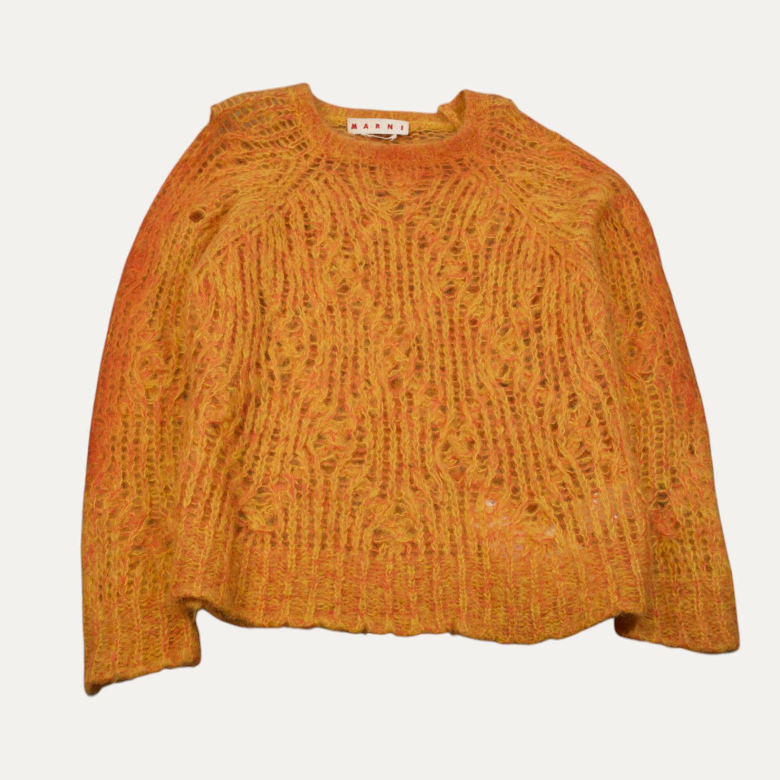 Marni Marni Mohair Sprayed Lined Orange Knitted Sweater Size US M / EU 48-50 / 2 - 1 Thumbnail