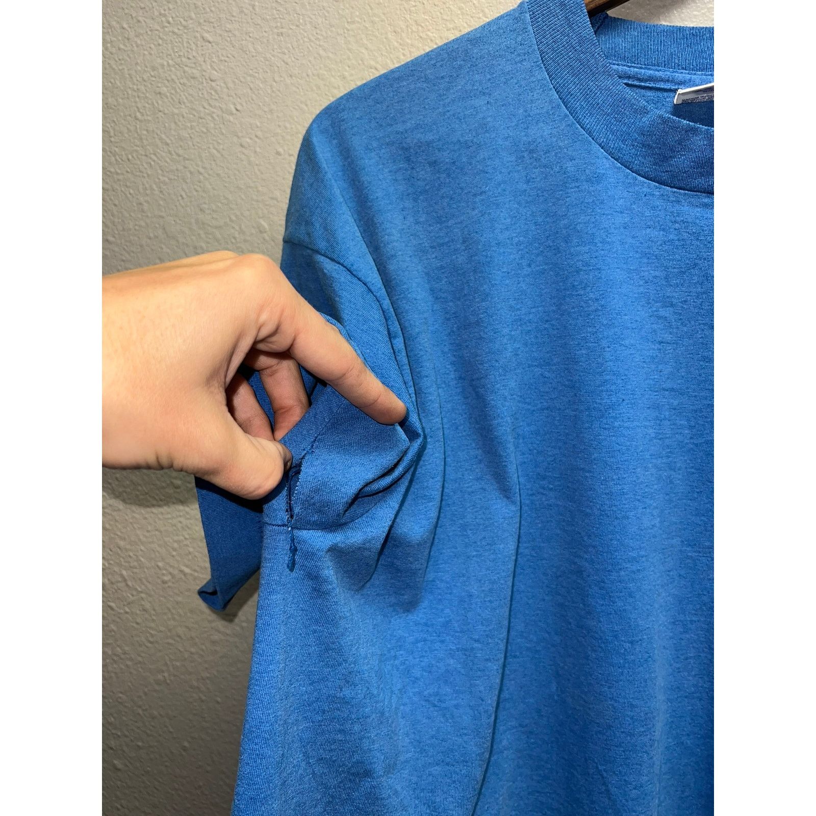 Vintage 90s Vintage BVD Premium Blue Blank Shirt Tee RIP Tear pit XL Size US XL / EU 56 / 4 - 7 Thumbnail