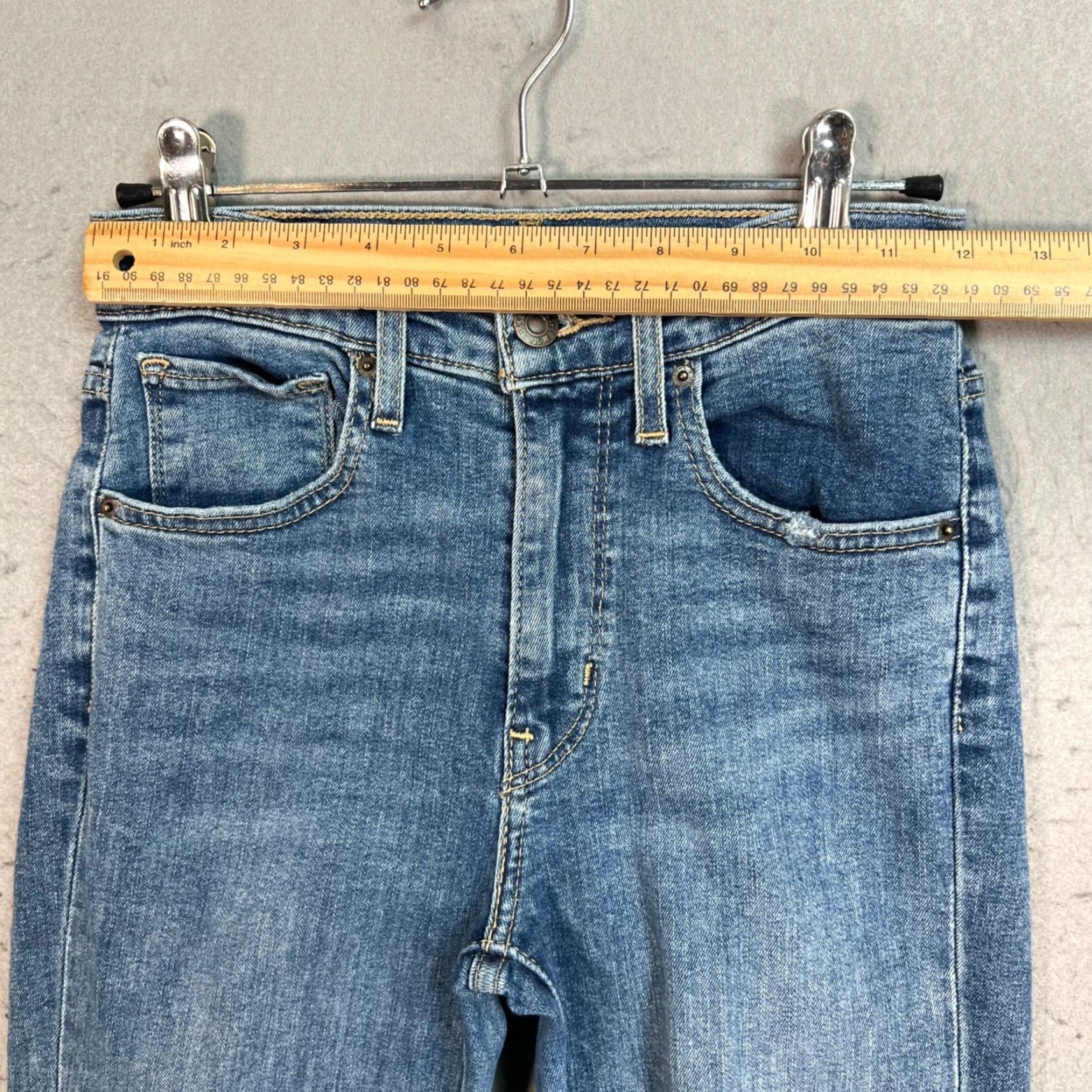 Levi's VINTAGE Levis 724 High Rise Straight Womens Jeans Size 24 Blue Denim Distressed Size 42" / US 20 - 6 Thumbnail