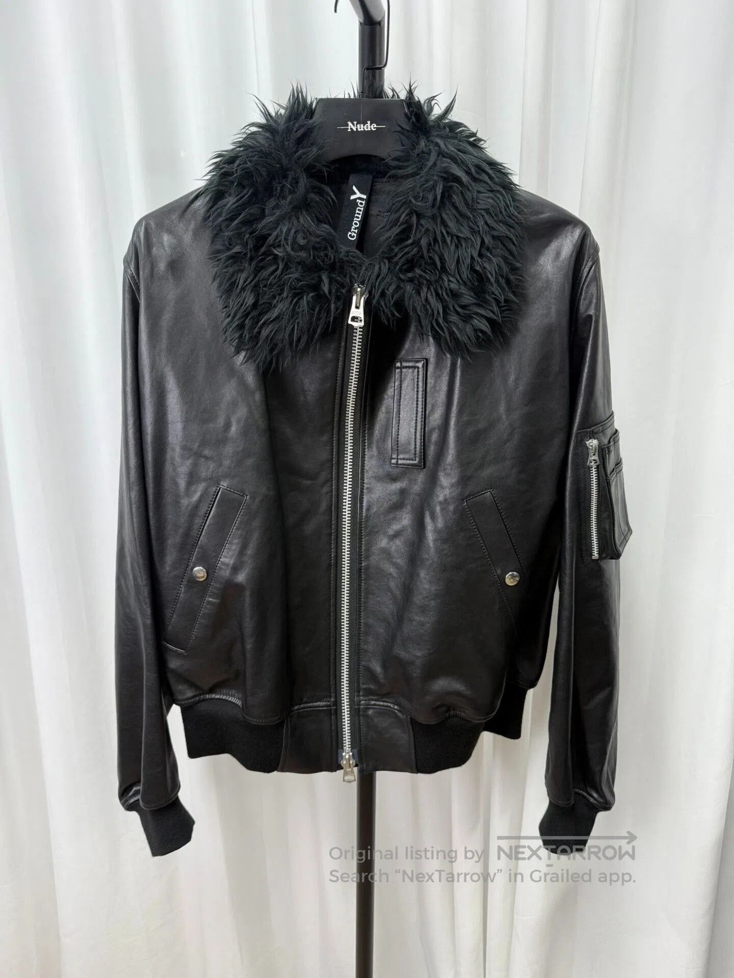 Yohji Yamamoto black shearling collar leather jacket. Size US L / EU 52-54 / 3 - 1 Thumbnail