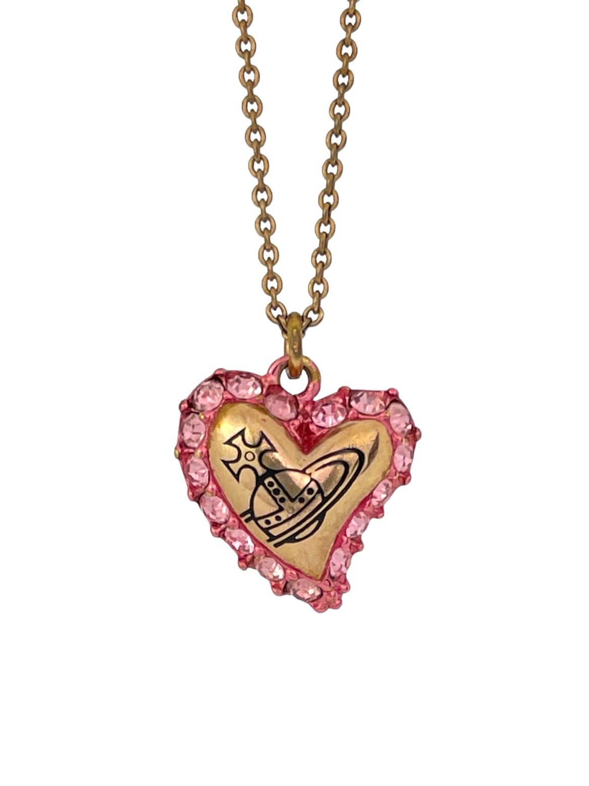 Pre-owned Vivienne Westwood Pink Crystal Heart Orb Necklace