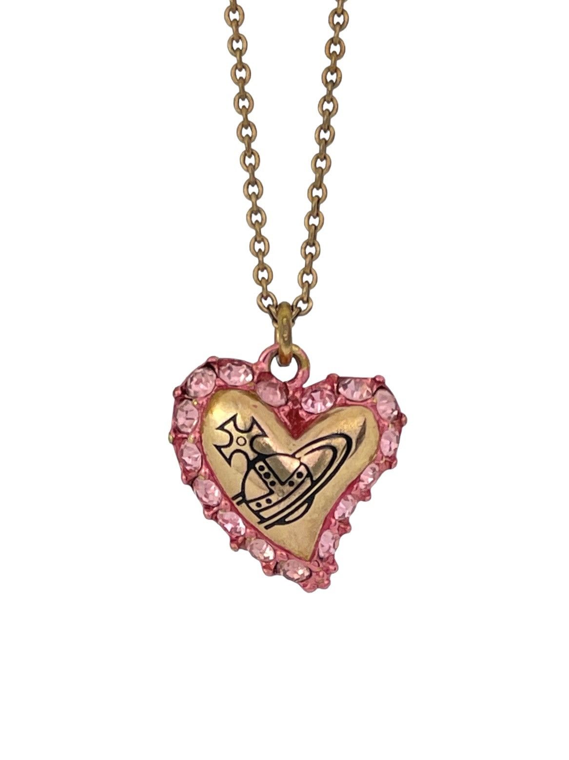 image of Vivienne Westwood Pink Crystal Heart Orb Necklace, Men's