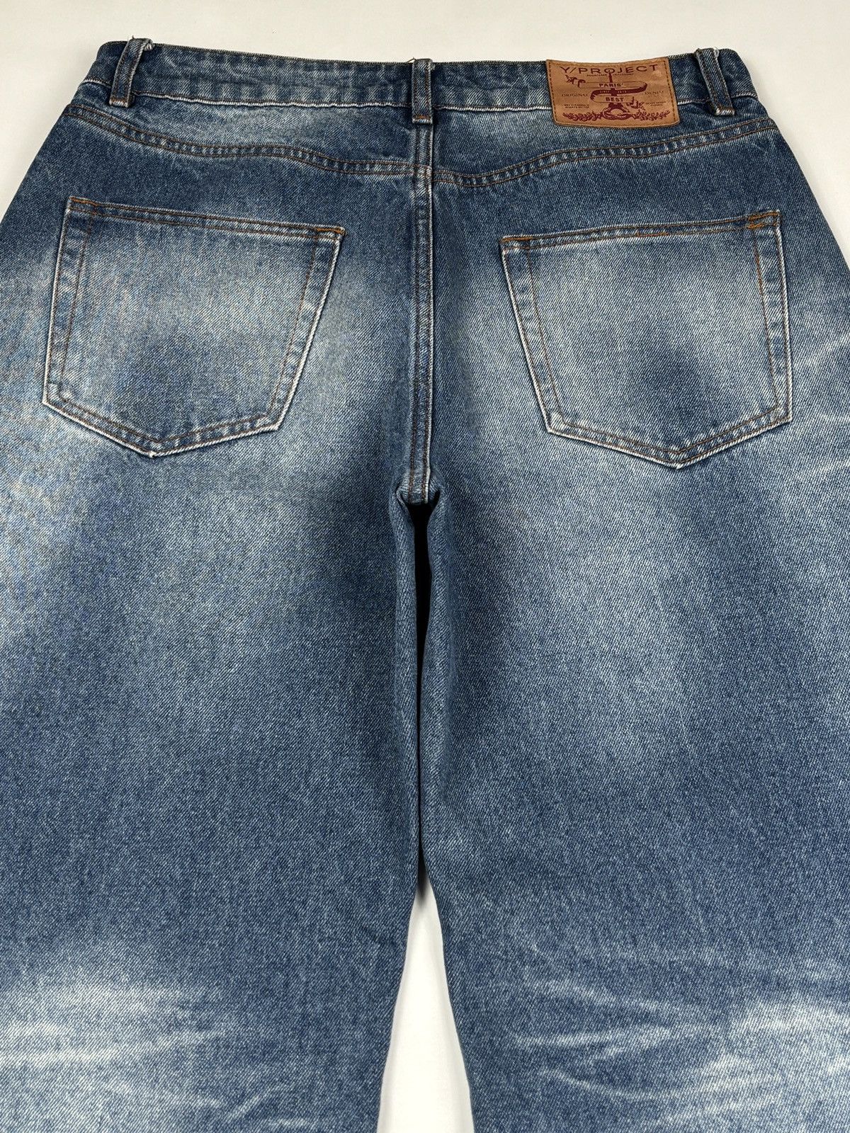 Y/Project Distressed Blue Wash Baggy Fit Denim Jeans Size US 32 / EU 48 - 10 Thumbnail