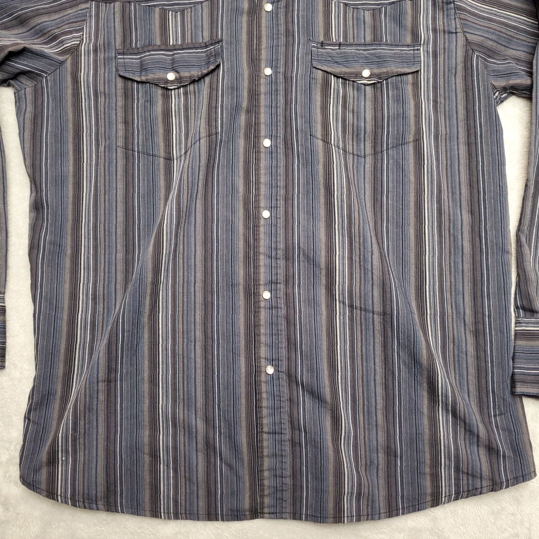 Wrangler VINTAGE Wrangler Shirt Mens XL Blue Stripe Long Sleeve Cowboy Western Size US XL / EU 56 / 4 - 3 Thumbnail