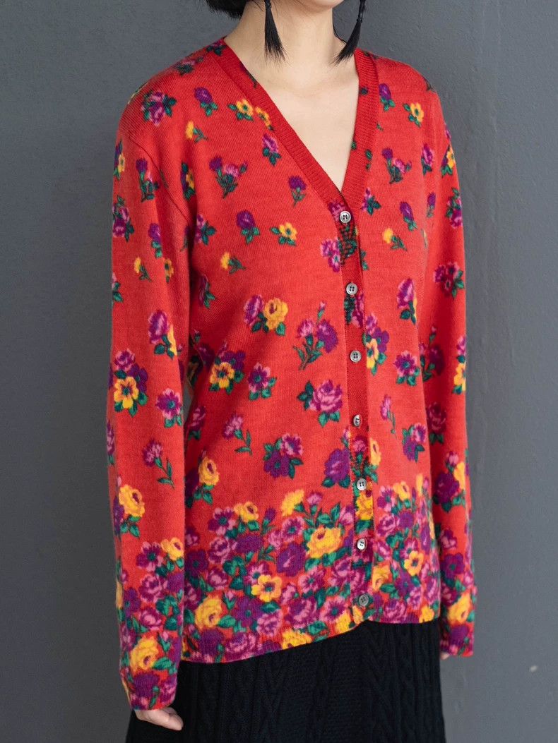 Kenzo KENZO Red floral knit sweater vintage Size XS / US 0-2 / IT 36-38 - 6 Thumbnail