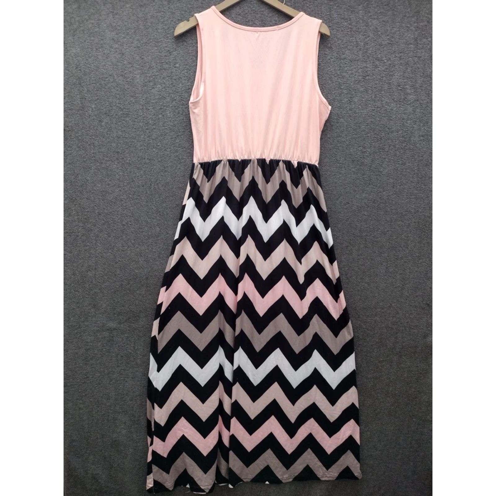 Vintage Demetory Women`s Boho Empire Chevron Tank Top Casual Maxi Long Dress 2XL Size XXL / US 16-18 / IT 52-54 - 2 Thumbnail