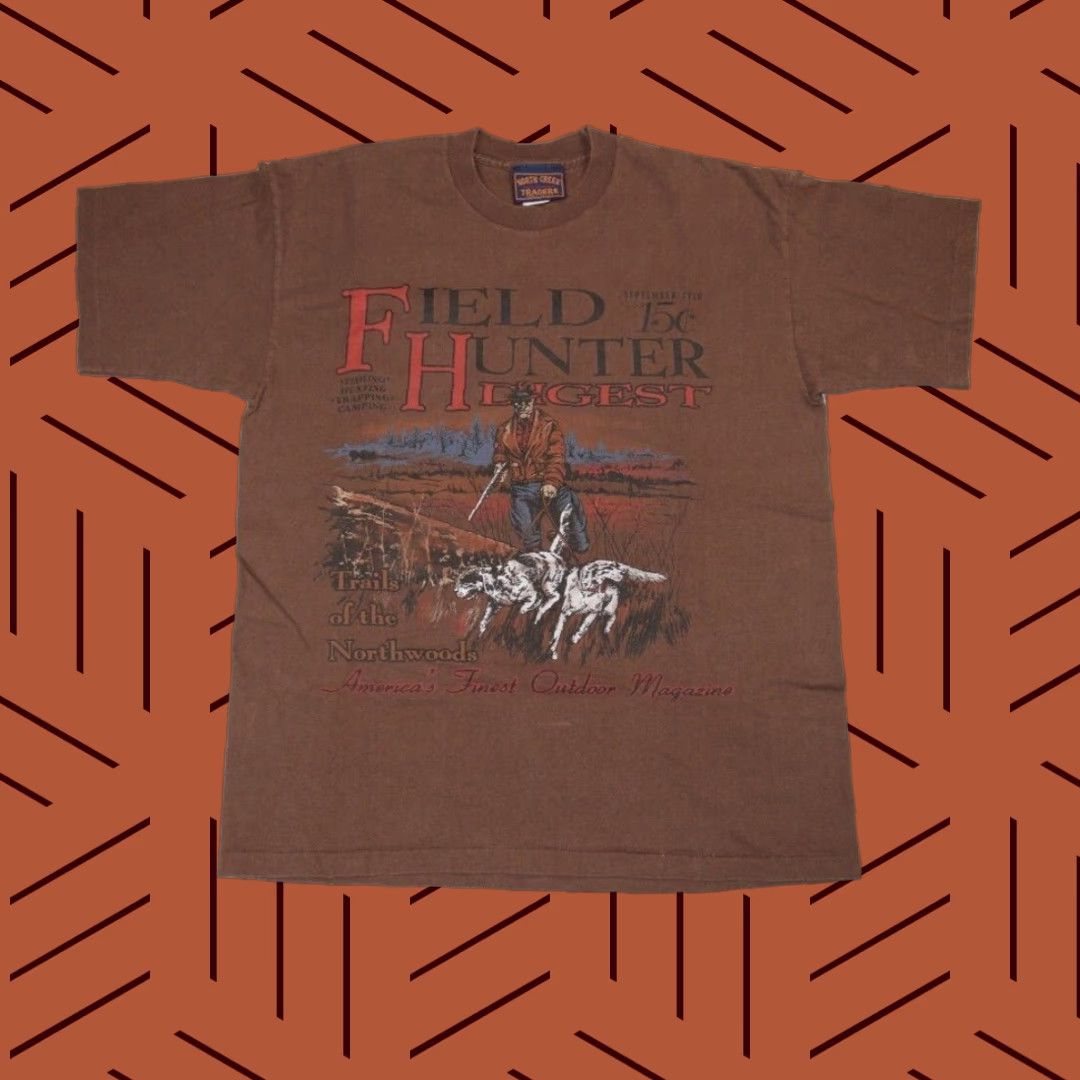 Hunter VINTAGE North Creek Traders FIELD HUNTER T-Shirt Mens Adult Large Brown Heather Gray 90s Outdoors Graphic Print Size US L / EU 52-54 / 3 - 1 Thumbnail
