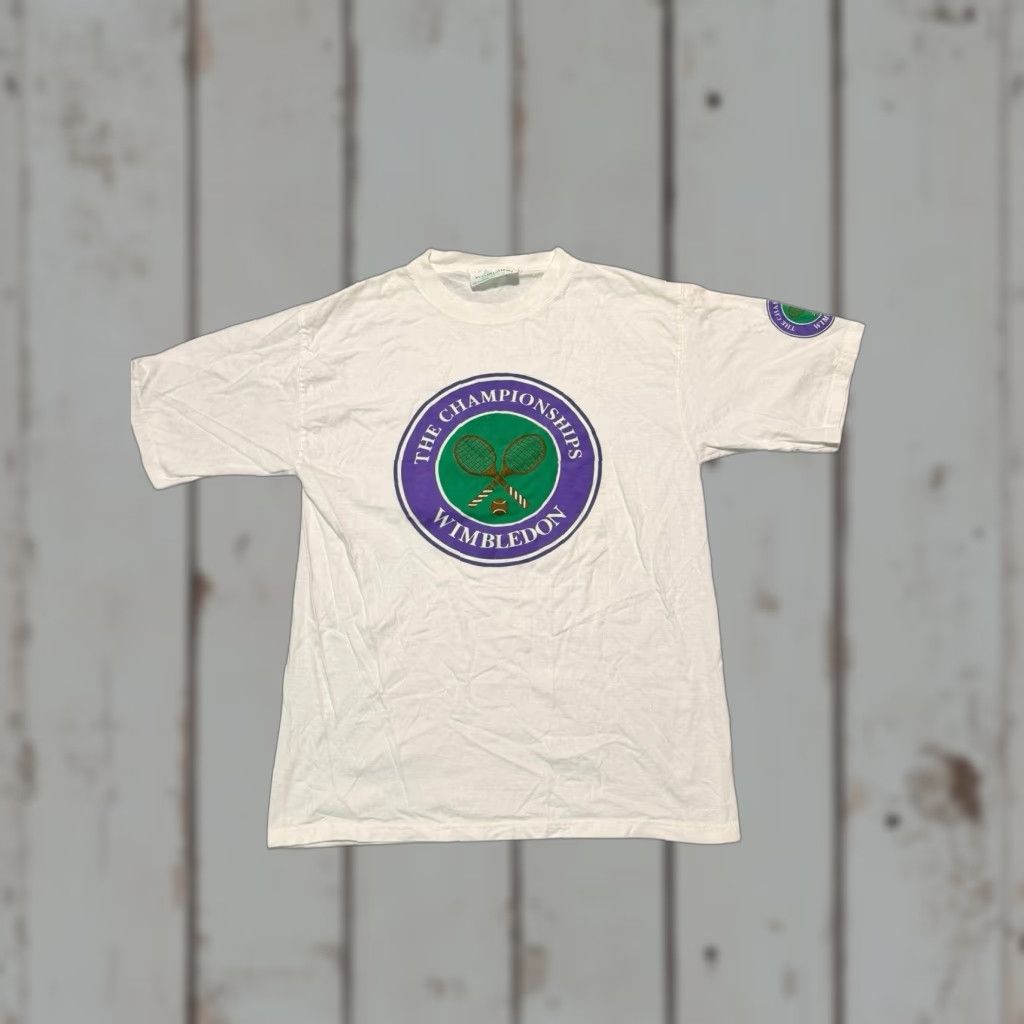 Vintage VINTAGE Wimbledon The Championships Tennis T-Shirt M White Logo 90s Preppy Mens Size US M / EU 48-50 / 2 - 1 Thumbnail