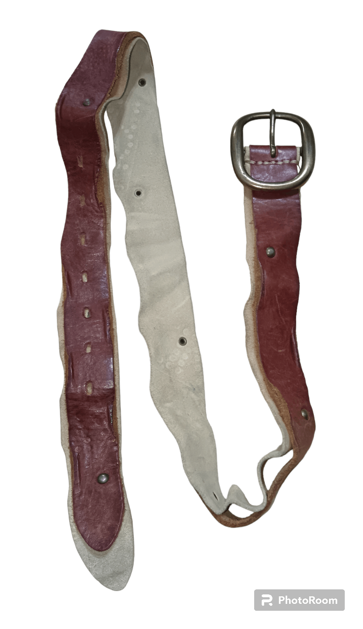 Genuine Leather CUSTOM DOUBLE LAYER STUDDED LEATHER BELT Size 38 - 2 Thumbnail