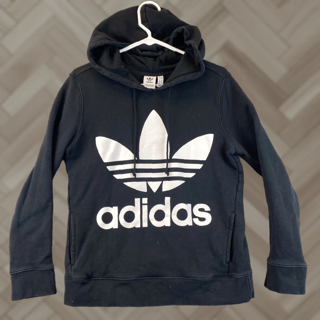 Adidas Adidas Sweatshirt Womens S Black Hoodie Pullover Firebird Logo Athleisure Activewear Female Size S / US 4 / IT 40 - 1 Thumbnail