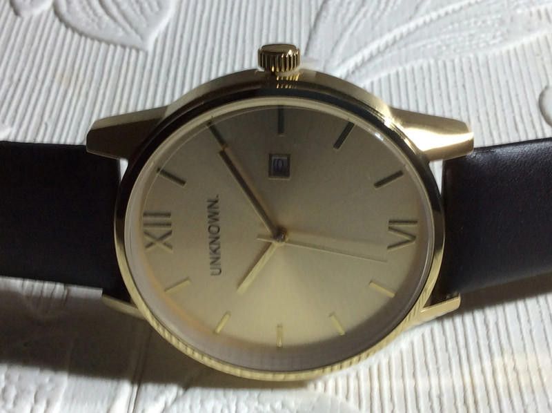 Designer Unknown gold dial black leather strap watch Size ONE SIZE - 7 Thumbnail