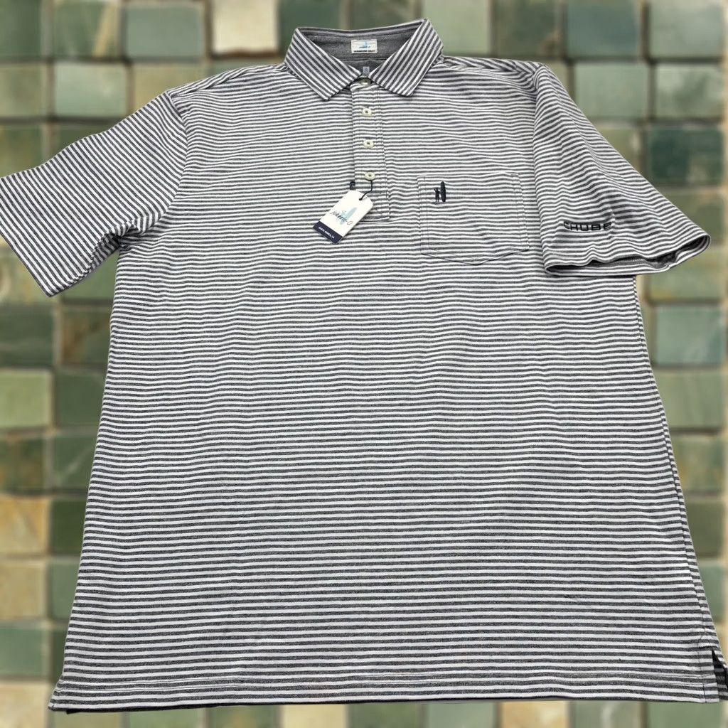 johnnie-O VINTAGE Johnnie-O Hangin' Out NWT Small Golf SS Stretch Button Polo Striped Shirt Gray Size US S / EU 44-46 / 1 - 1 Thumbnail