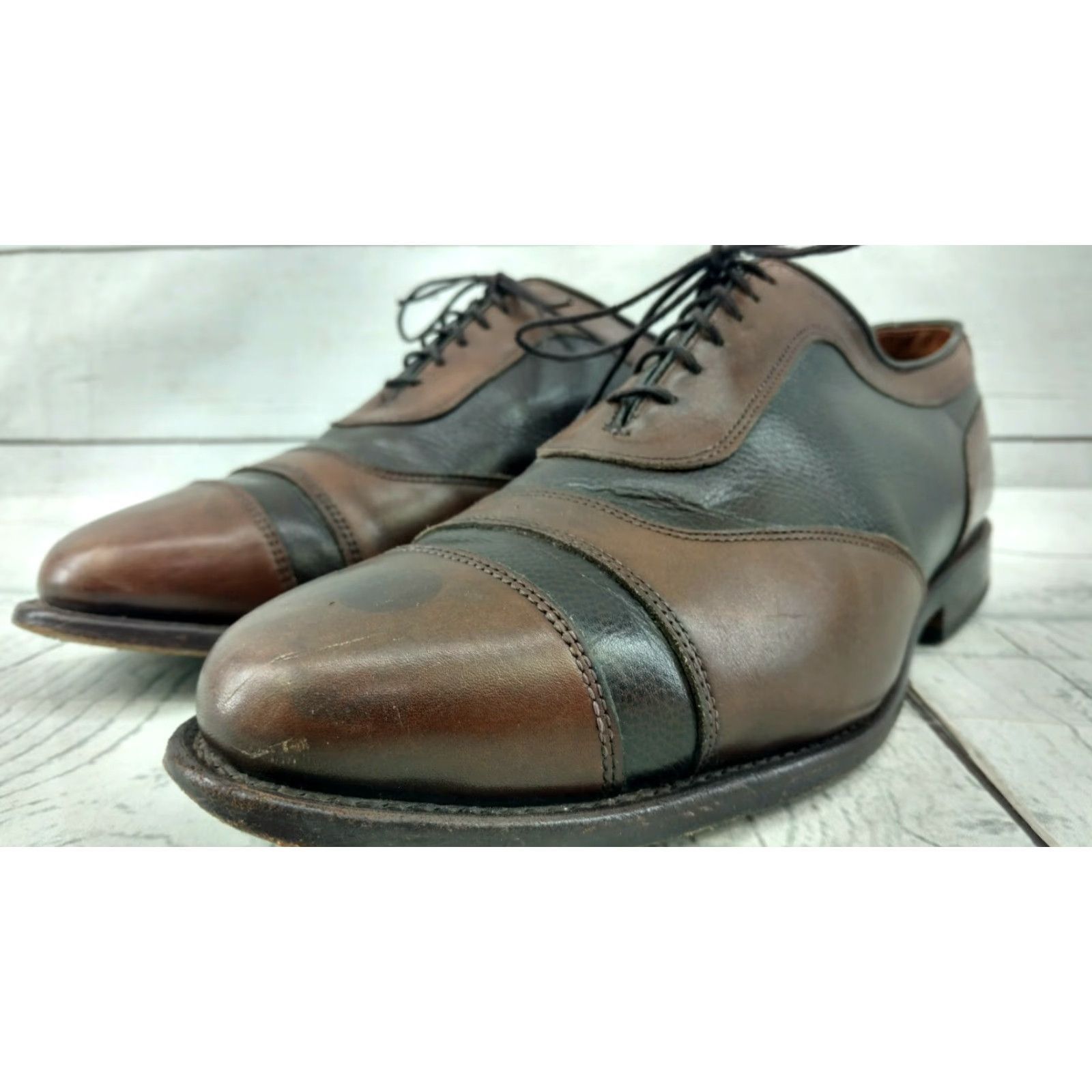 Allen Edmonds Allen Edmonds Oxfords Dress Brown Cap Toe Two Tone Leather Size 9.5 Mens Shoes Size ONE SIZE - 4 Thumbnail