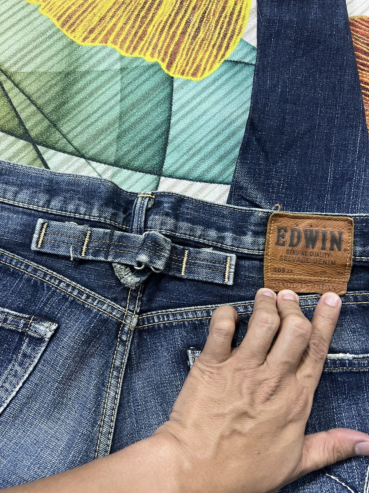 Edwin × Japanese Brand EDWIN 505zx SELVEDGE BUCKLE BACK DISTRESSED DENIM Size US 30 / EU 46 - 12 Thumbnail