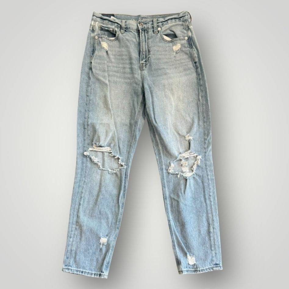 American Eagle Outfitters American Eagle Women's Distress Mom Jeans 4 Short Size 27" / US 4 / IT 40 - 4 Thumbnail
