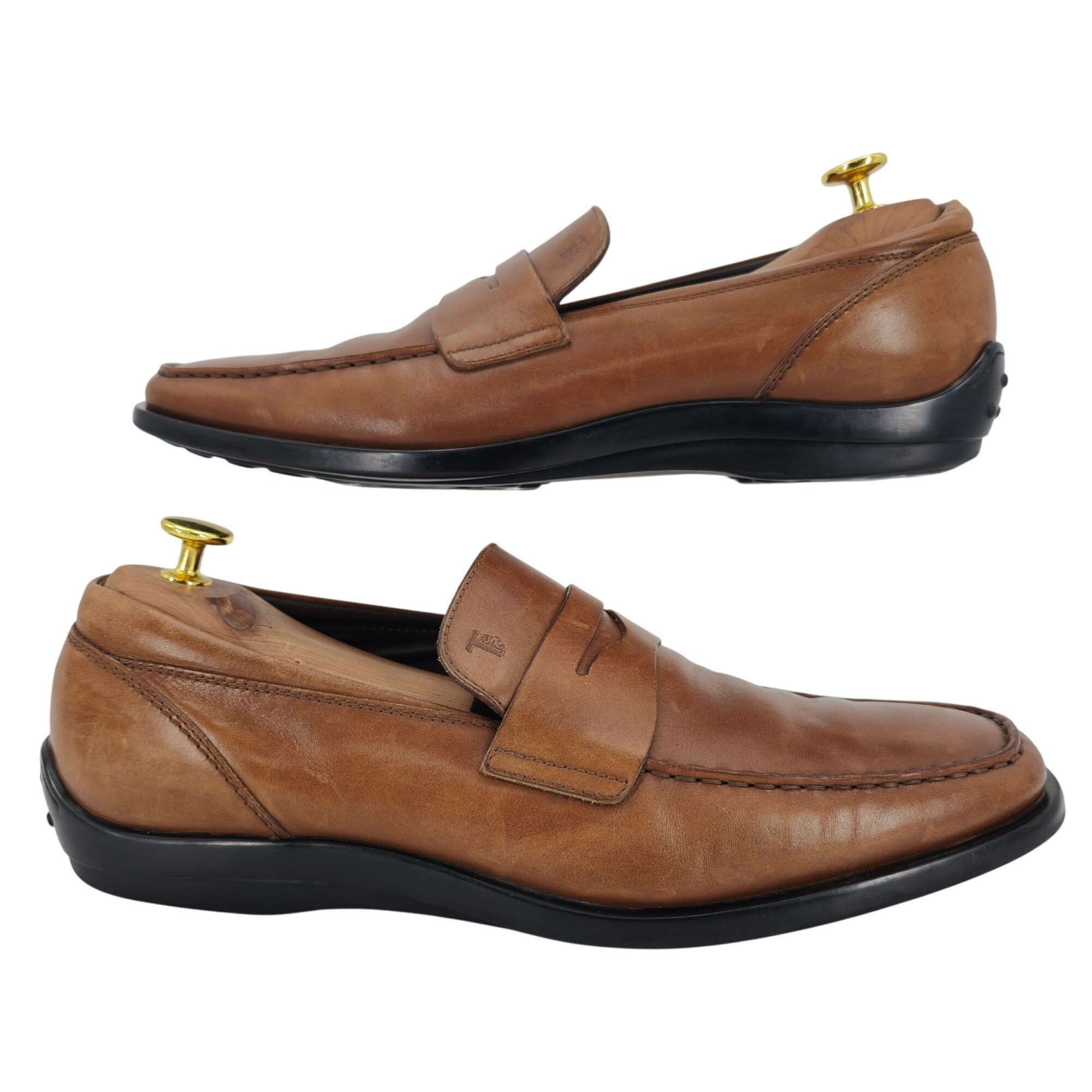 Tod's Tods Italy Mens 9.5 Light Brown Leather Dress Casual Shoes Size US 9.5 / EU 42-43 - 5 Thumbnail