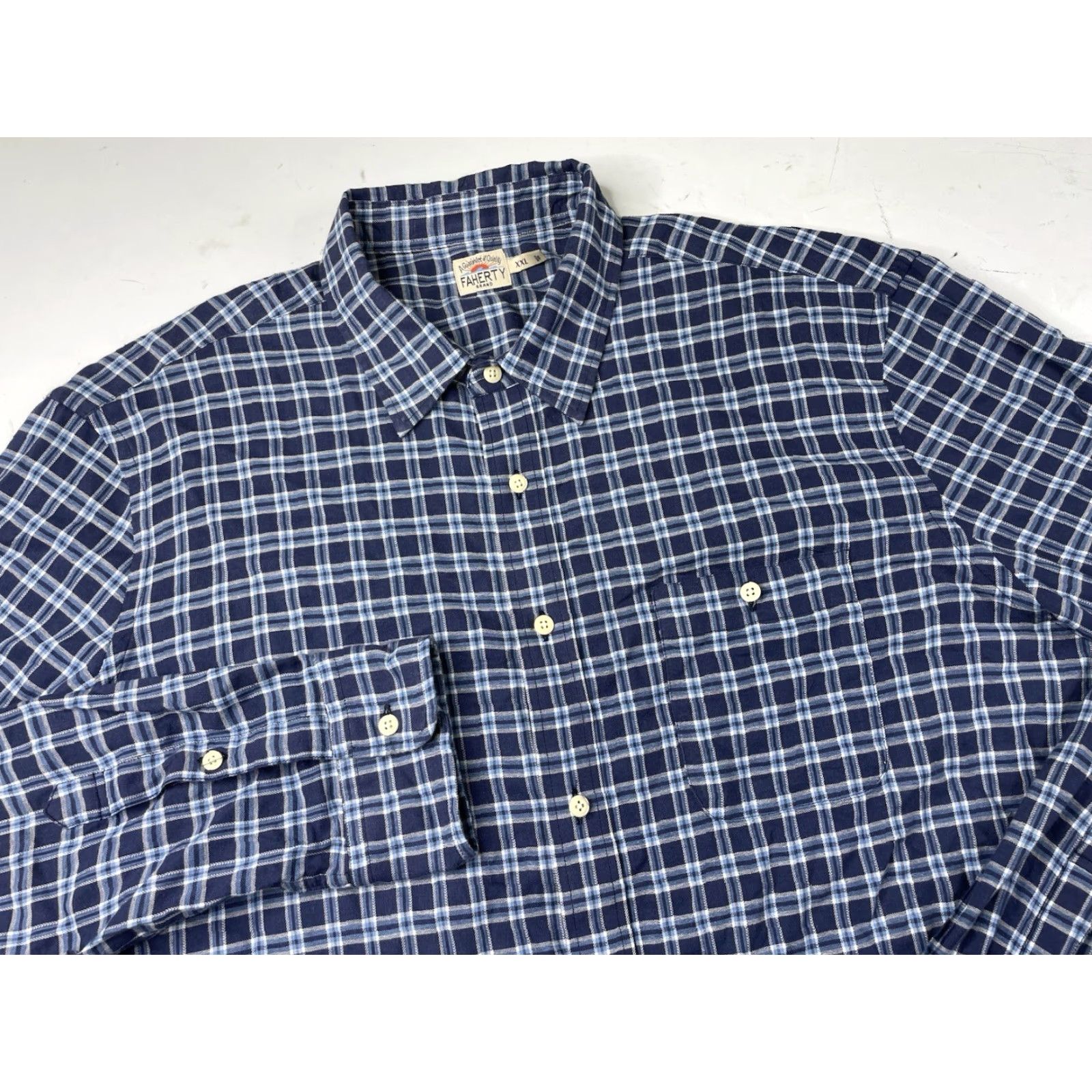 Faherty Faherty Shirt Mens 2XL Blue Plaid Button-Up Tencel Cotton Organic Casual Shirt Size US XXL / EU 58 / 5 - 2 Thumbnail