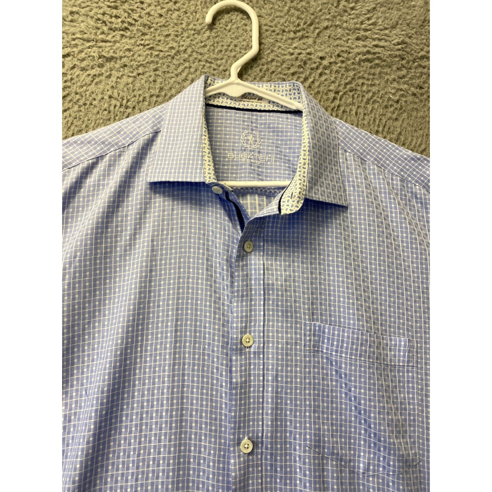 BUGATCHI VINTAGE Bugatchi Uomo Shirt Adult L Blue Geometric Slim Fit Button-Up Mens Size US L / EU 52-54 / 3 - 3 Thumbnail