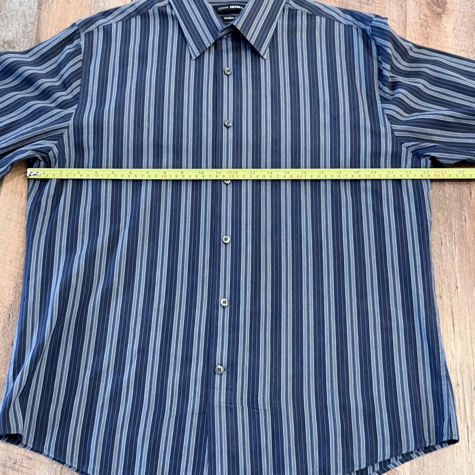 John Henry John Henry Navy Striped Button-Up Shirt Size US L / EU 52-54 / 3 - 7 Thumbnail