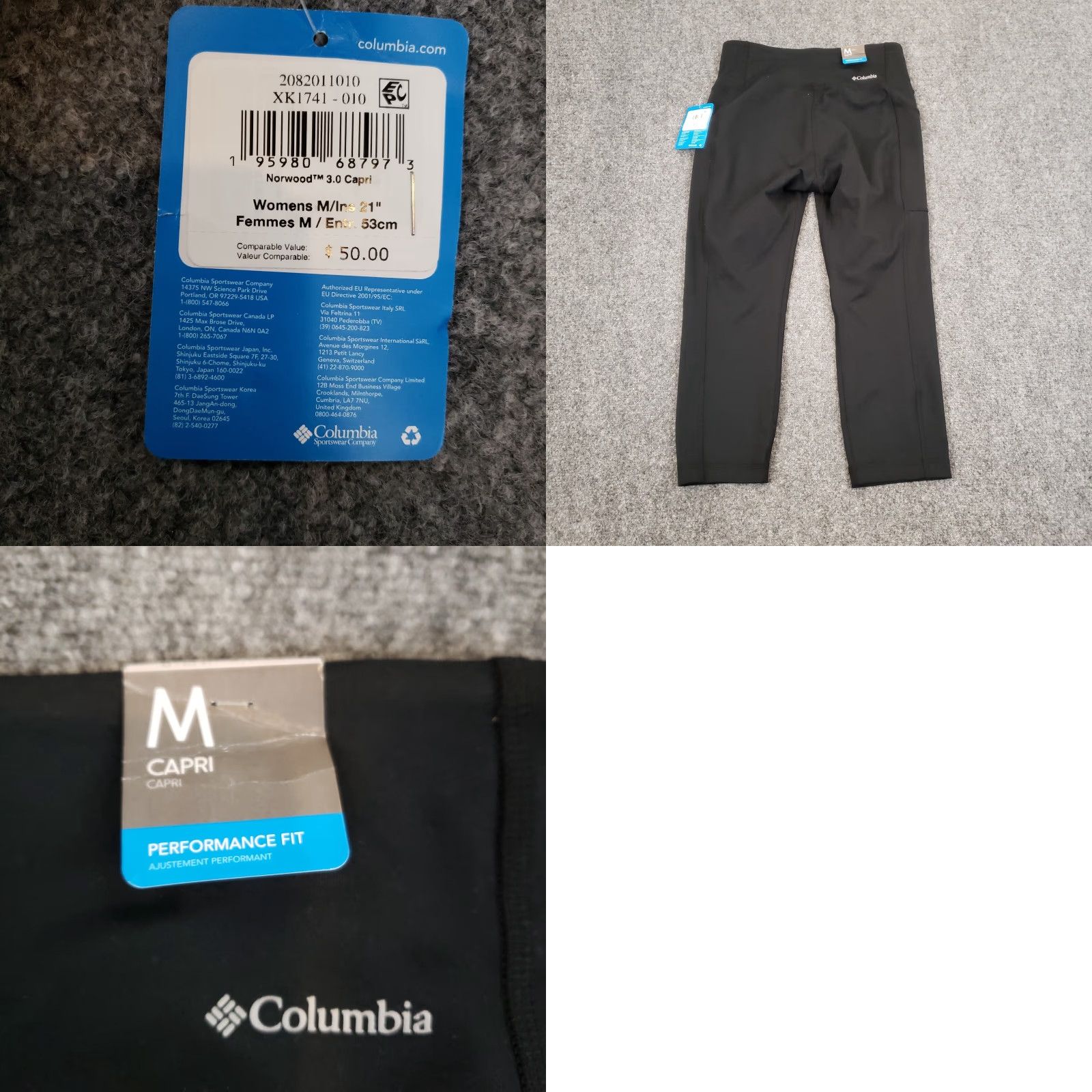 Vintage Columbia Leggings Womens Capri Capris Black Performance Fit Stretch Comfort Size 32" / US 10 / IT 46 - 8 Thumbnail