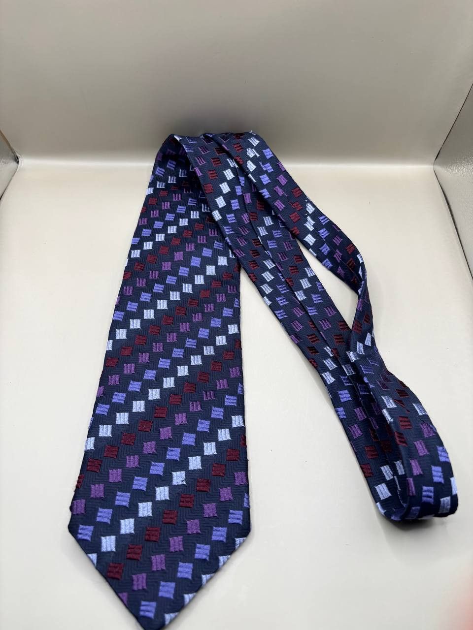 Massimo Dutti Massimo Datti Italy 100% Silk Geometric Textured Tie Size ONE SIZE - 3 Thumbnail
