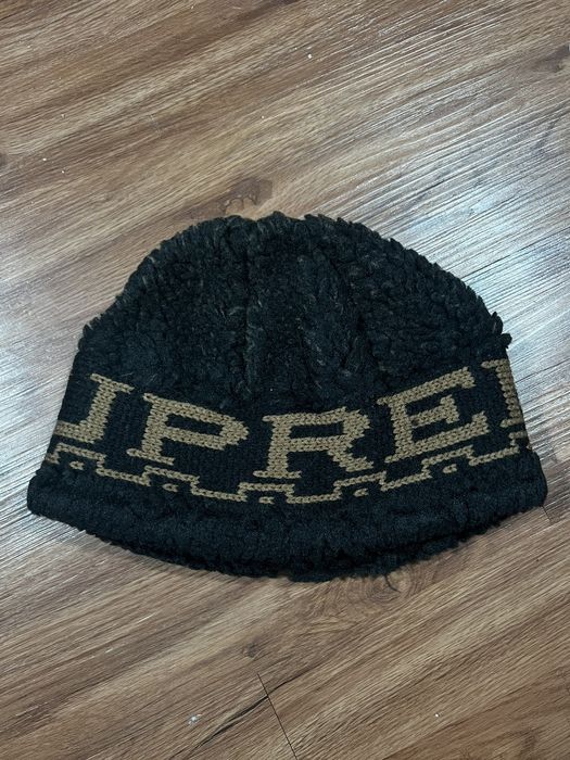 Supreme Supreme Sherpa Logo Beanie | Grailed