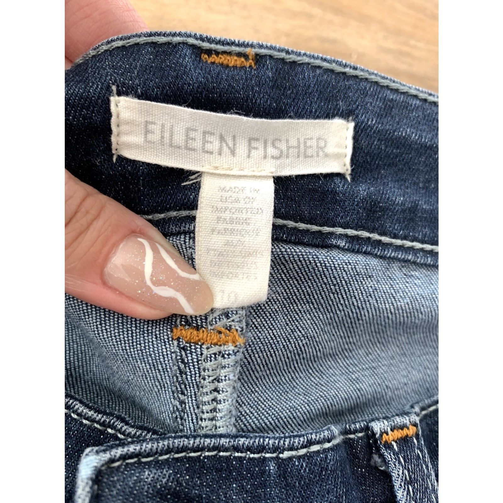 Eileen Fisher EILEEN FISHER Jeans Women's 32x28 Dark Wash Denim Mid Rise Stretch Skinny 10 Blue City College Preppy Modern Womens Size 32" / US 10 / IT 46 - 3 Thumbnail