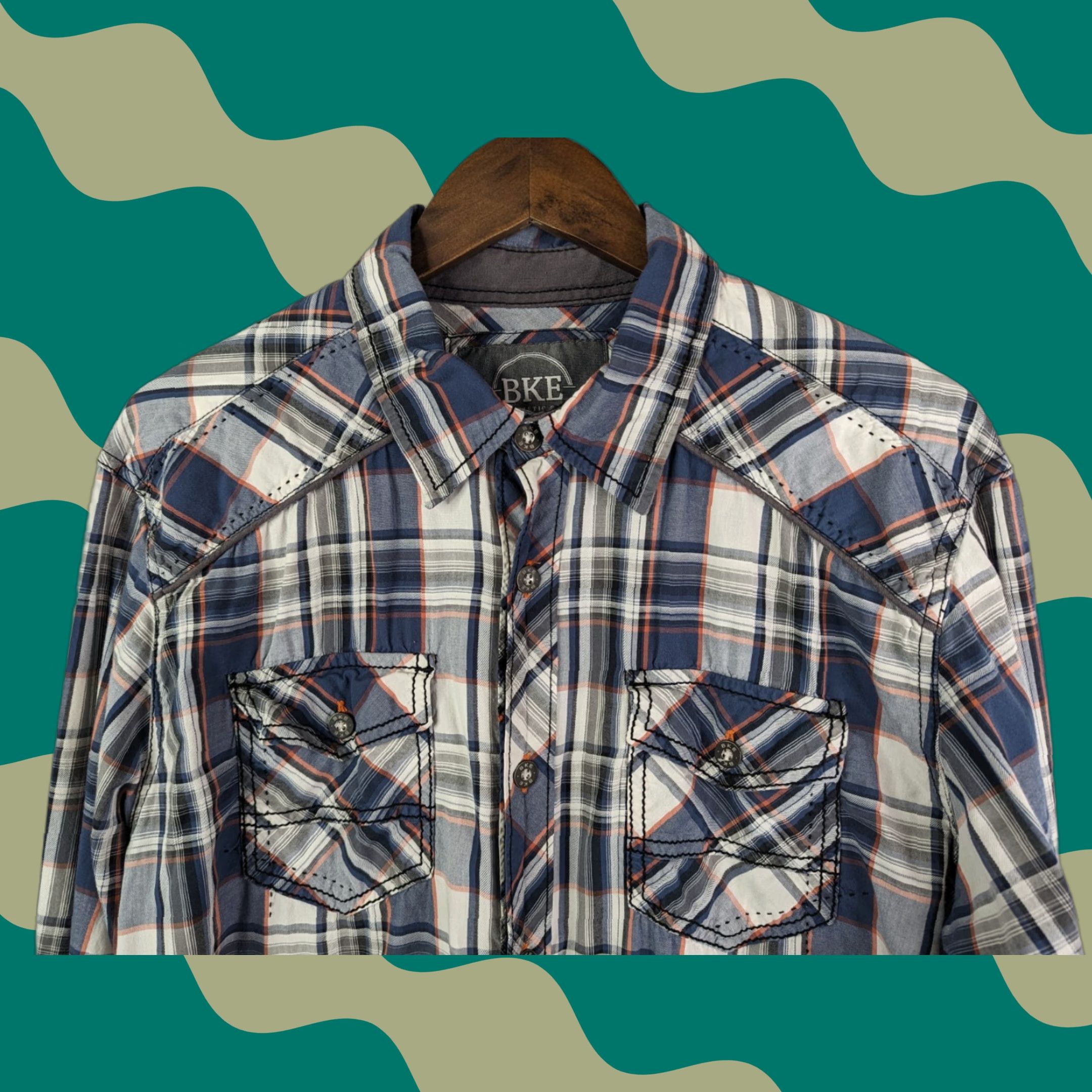 BKE BKE Shirt Mens Large Plaid Athletic Fit Long Sleeve Button-Up Collar Knit Cotton Multicolor Pattern Classic Western 90s Theme No Size US L / EU 52-54 / 3 - 1 Thumbnail